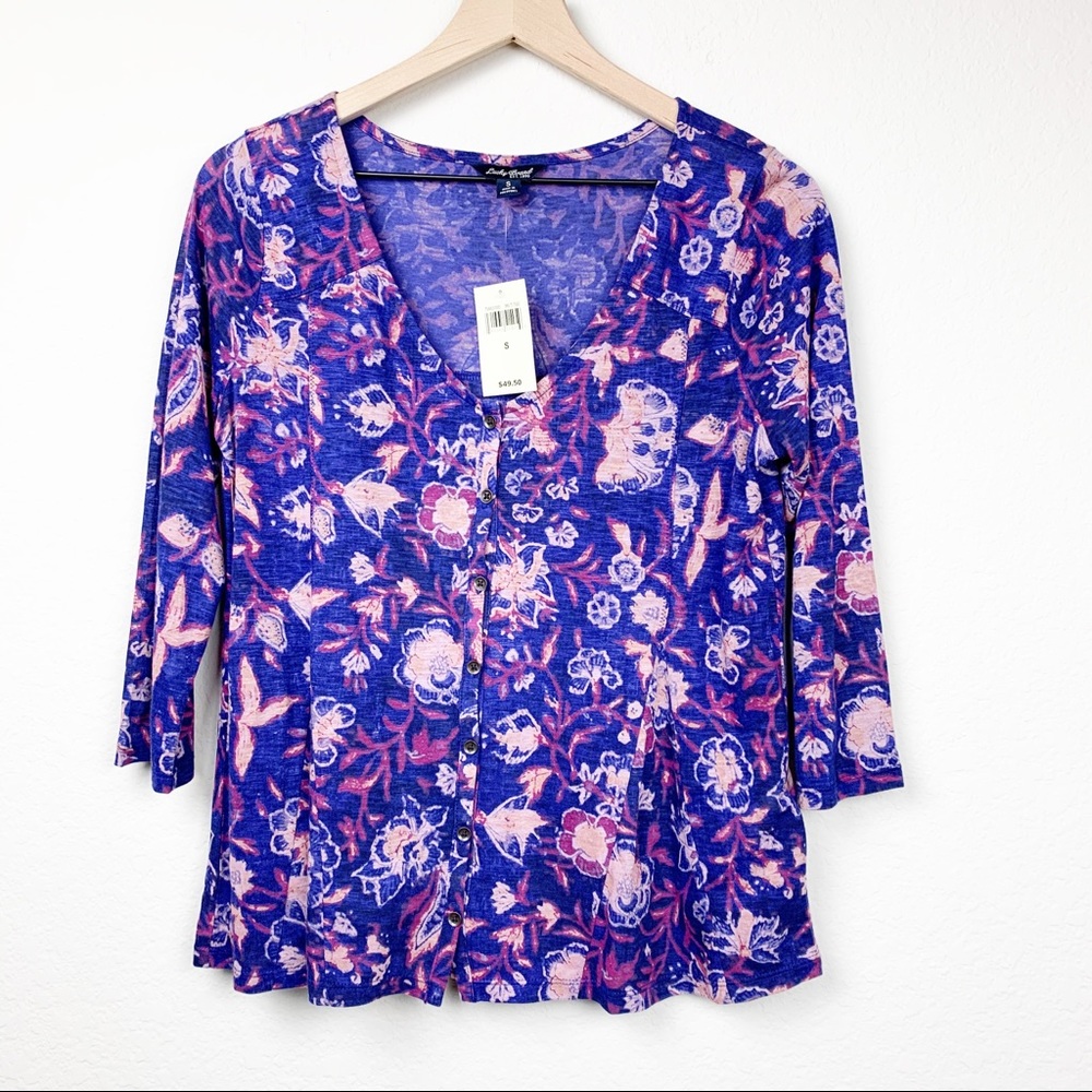 Lucky Brand 3/$25 Top Boho Floral Scoop Neck S NWT